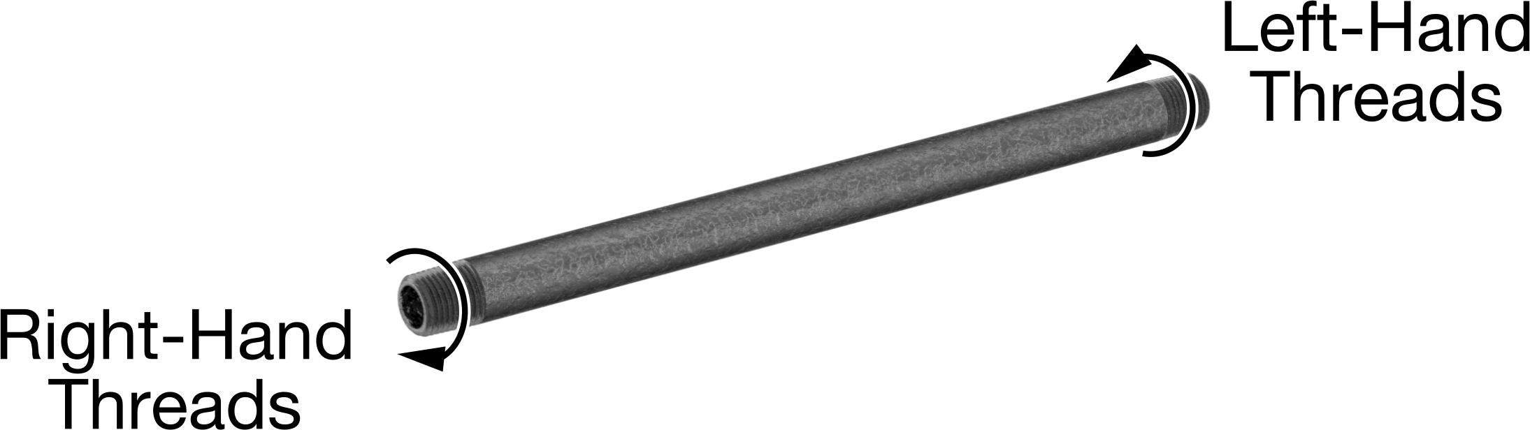 Sağ ve Sol Dişli Standart Cidarlı Çelik Boru Nipeli, 3/8 NPT, 4" Uzunluk