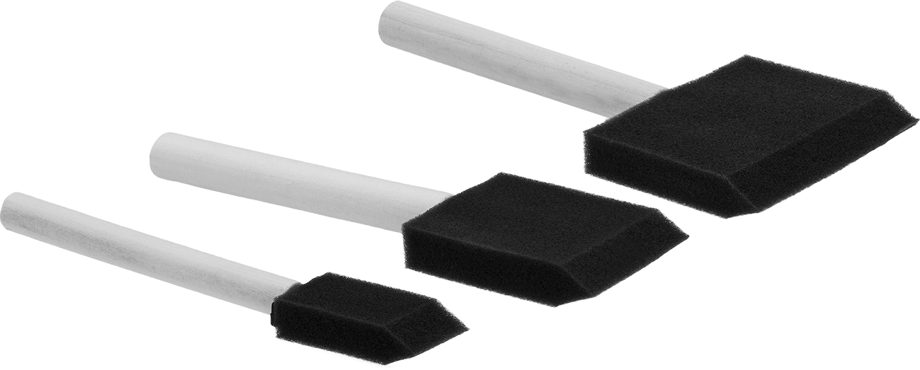 Köpük Fırça, Ahşap Saplı 3 Parça Set, 1", 2", ve 3" Uzunluklar