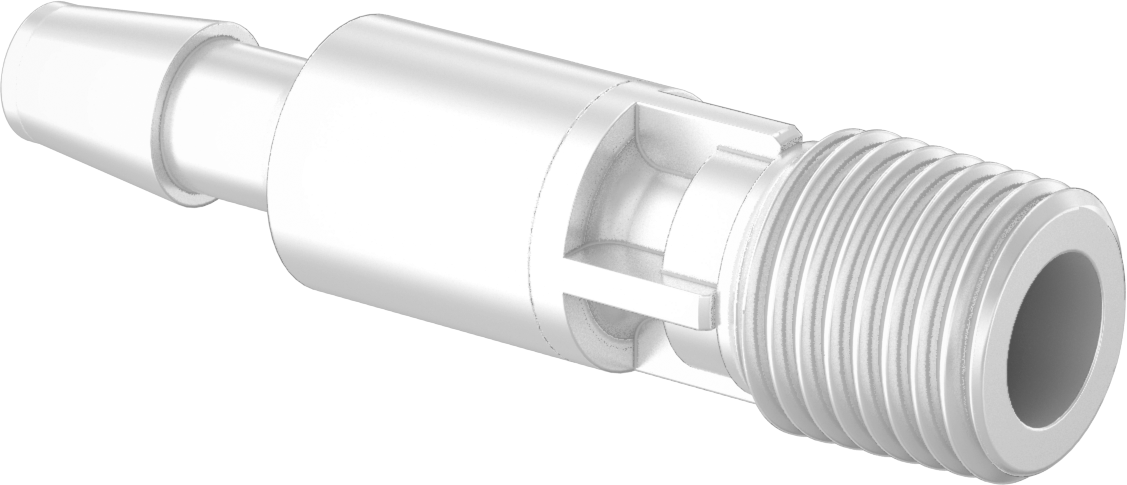 Dikenli Bağlantı Parçalı Polipropilen Plastik Çek Valf, 1/4" Giriş Borusu İç Çapı x 1/4 NPT Erkek Çıkış