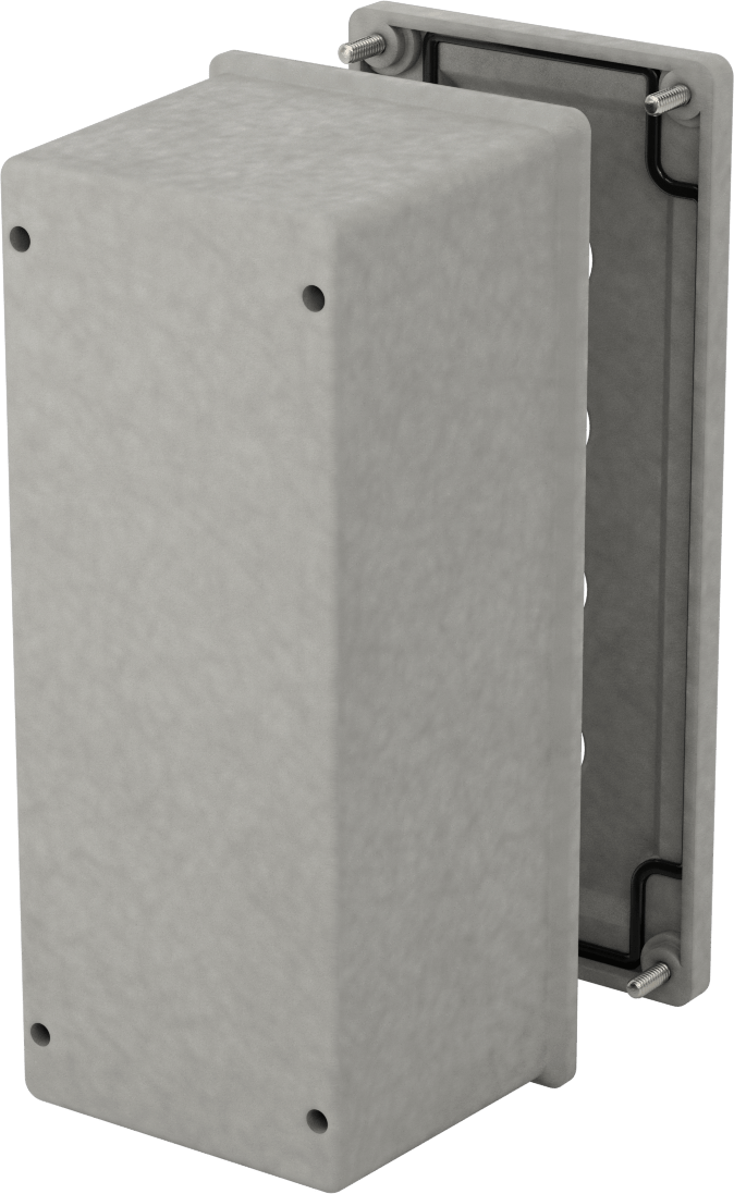 Su Geçirmez Düğmeli Muhafaza, 22 mm, Fiberglas Takviyeli Polyester, 4 Holes