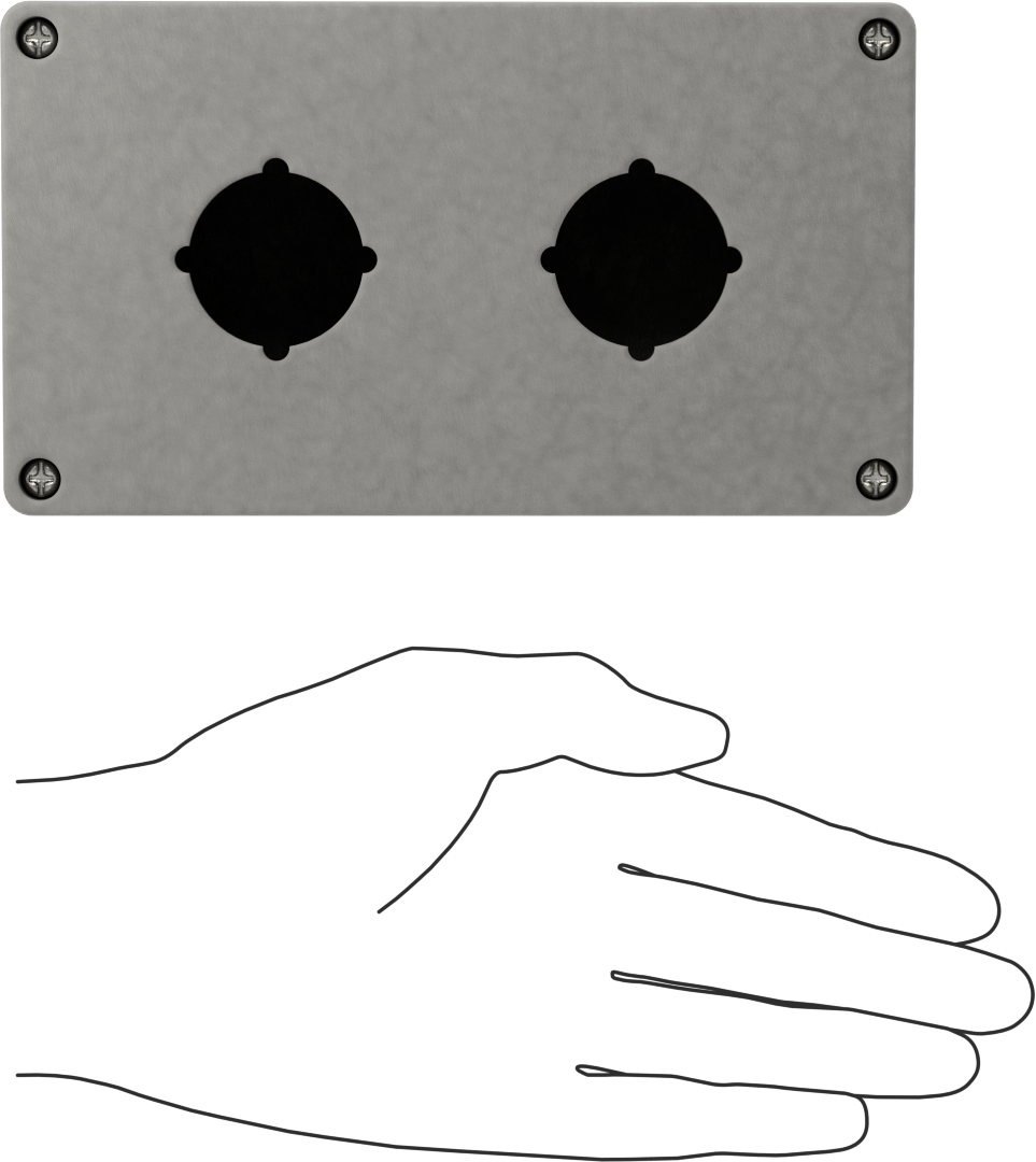 Su Geçirmez Düğmeli Muhafaza, 30 mm için, Polikarbonat, 2-Hole, 3,5" Genişlik, 2-3/8" Derinlik, Gri