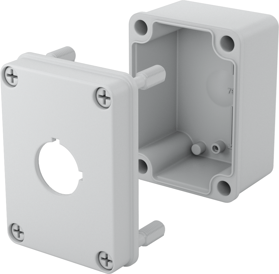 Su Geçirmez Düğmeli Muhafaza, 30 mm Düğme için, Polikarbonat, 1 Delik, 2-3/4" Derinlik, Gri