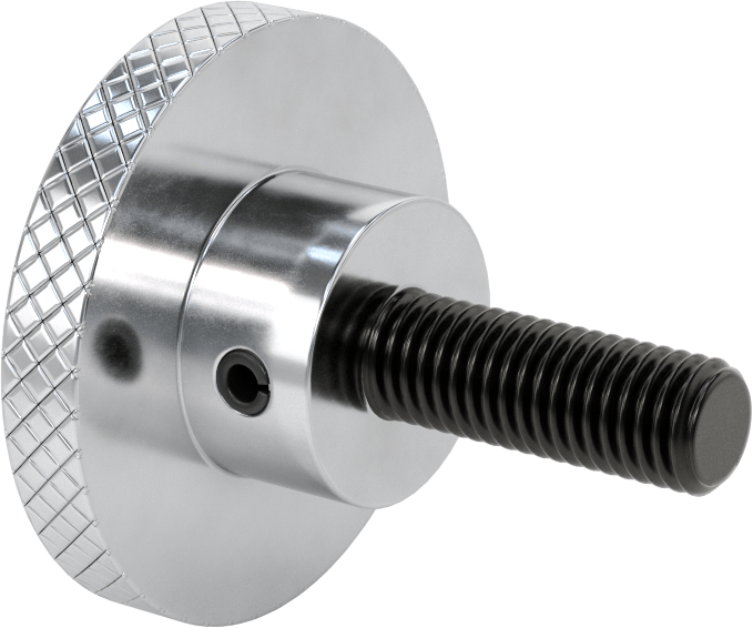 Alüminyum Tırtıllı Avuç İçi Tutma Düğmesi, 5/8"-11 Diş Boyutu, 1-3/4" Uzun Saplama