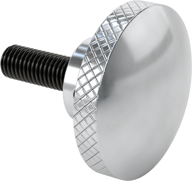 Alüminyum Tırtıllı Avuç İçi Tutma Düğmesi, 5/8"-11 Diş Boyutu, 1-3/4" Uzun Saplama