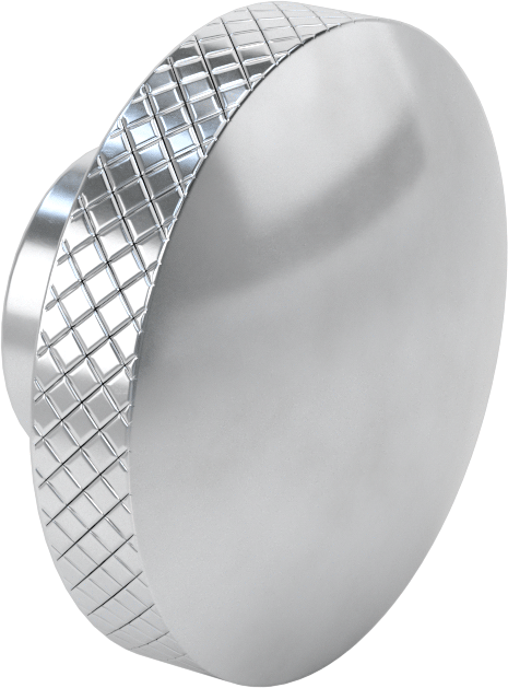 Alüminyum Tırtıllı Avuç İçi Tutma Düğmesi, 1“ derinlik x 3” çap 1/2"-13 dişli delik ile