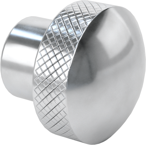 Alüminyum Tırtıllı Avuç İçi Tutma Düğmesi, 1/2“ Derinlik x 1” Çap 5/16"-18 Dişli Delik ile