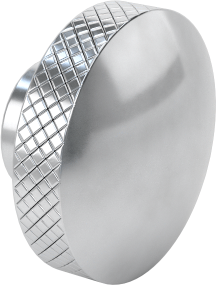Alüminyum Tırtıllı Avuç İçi Tutma Düğmesi, 1/2“ Derinlik x 2” Çap 3/8"-16 Dişli Delik ile