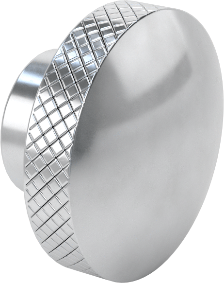 Alüminyum Tırtıllı Avuç İçi Tutma Düğmesi, 1“ Derinlik x 2-1/4” Çapında 1/2"-13 Dişli Delikli