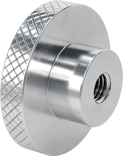 Alüminyum Tırtıllı Avuç İçi Tutma Düğmesi, 1“ Derinlik x 3” Çap 5/8"-11 Dişli Delik