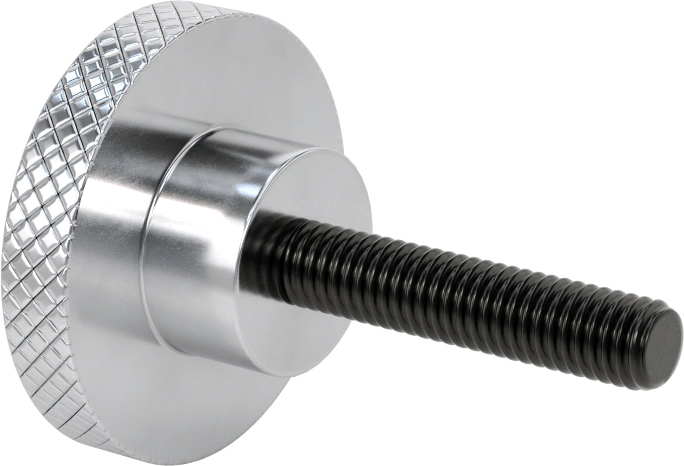 Alüminyum Tırtıllı Avuç İçi Tutma Düğmesi, 3/8"-16 Diş Boyutu, 1-3/4" Uzun Saplama