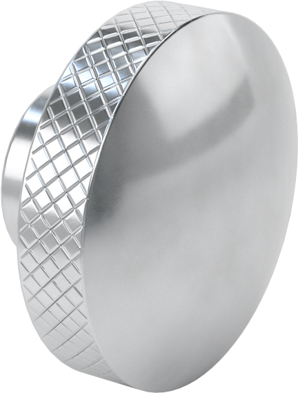 Alüminyum Tırtıllı Avuç İçi Tutma Düğmesi, 1/2“ Derinlik x 2” Çap 5/16"-18 Dişli Delik ile