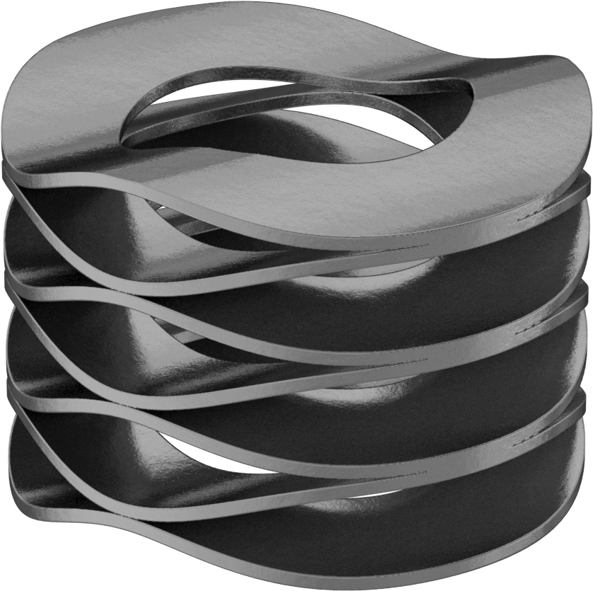 İstiflenmiş Dalgalı Disk Yay, Standart, 0,15" Mil Çapı için, 0,085" Yükseklik