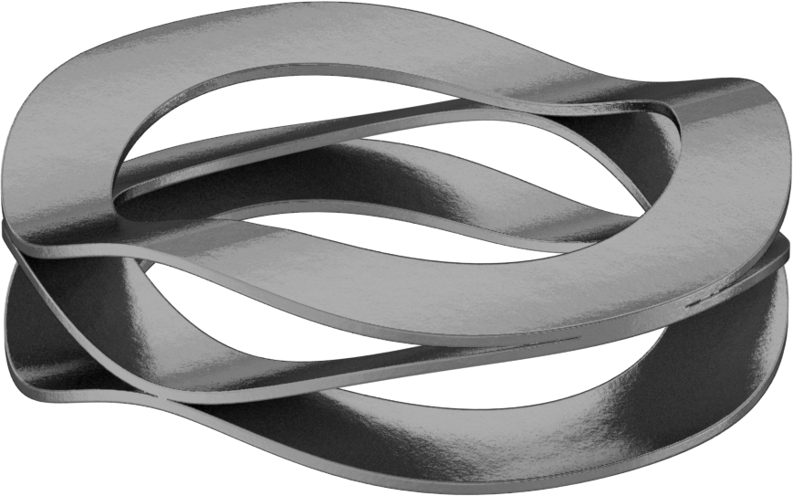İstiflenmiş Dalgalı Disk Yay, Standart, 0,45 inç Mil Çapı için, 0,01 inç Kalınlık, 0,055" Yükseklik