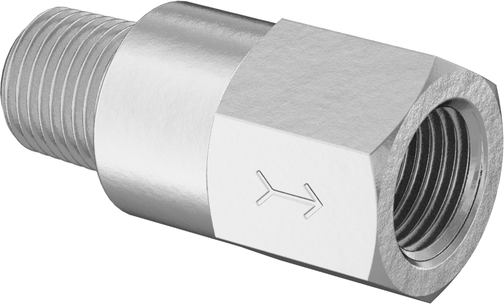 Pirinç Dişli Çek Valf, Pirinç Piston ile, 1/8 NPT Erkek x NPT Dişi