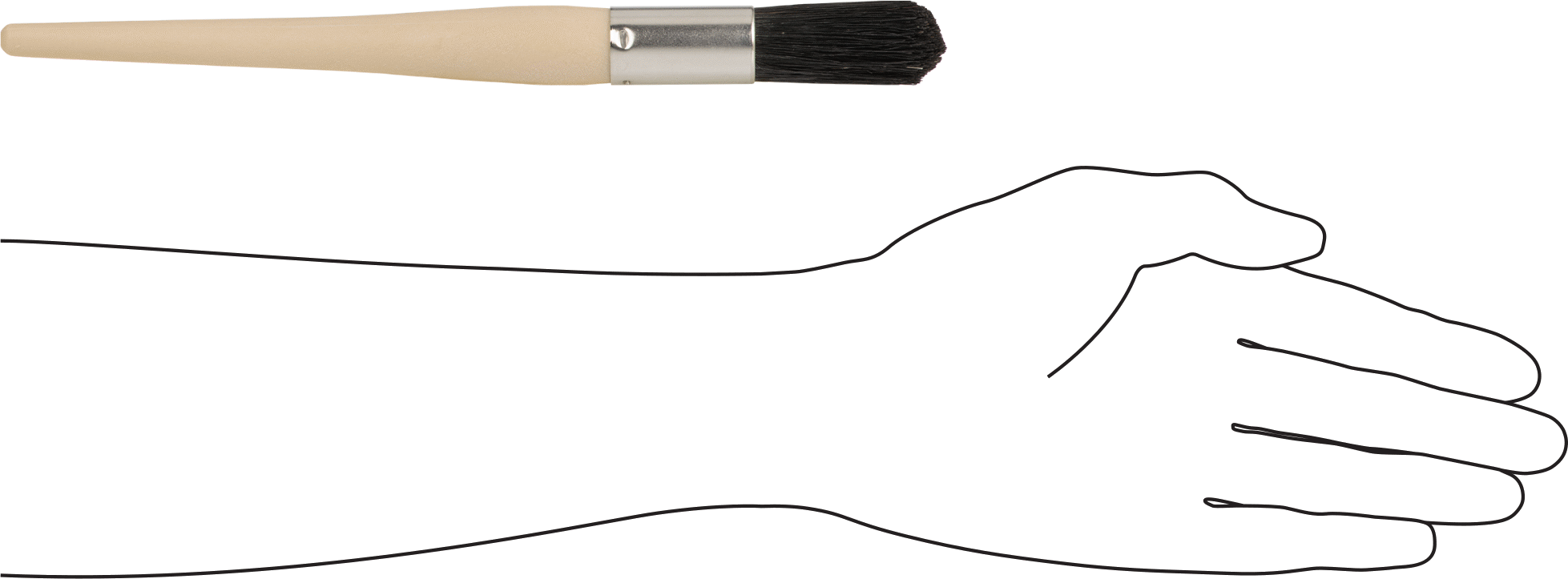 Solvent Bazlı Boya ve Kaplamalar için Yuvarlak Fırça, 2-1/4“ Uzunluk x 3/4” Çapında Kıllar, 10" Toplam Uzunluk