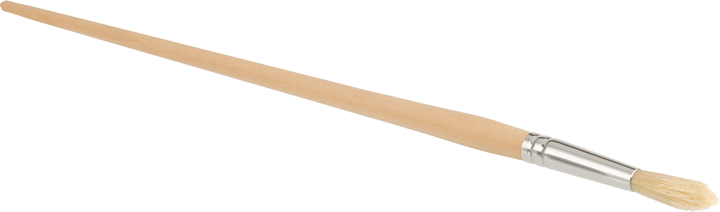 Ahşap Saplı Yuvarlak Rötuş Fırçası, Solvent Bazlı Boya ve Kaplamalar için, 1-1/8" Uzunlukta Kıllar