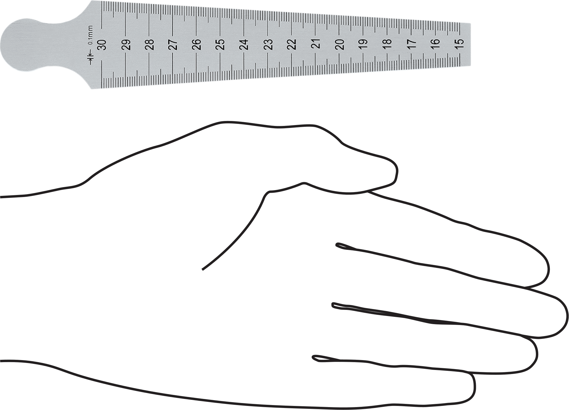 Konik Genişlikli Kalınlık Ölçer, Paslanmaz Çelik, 15 mm ila 30 mm Genişlik Ölçüm Aralığı