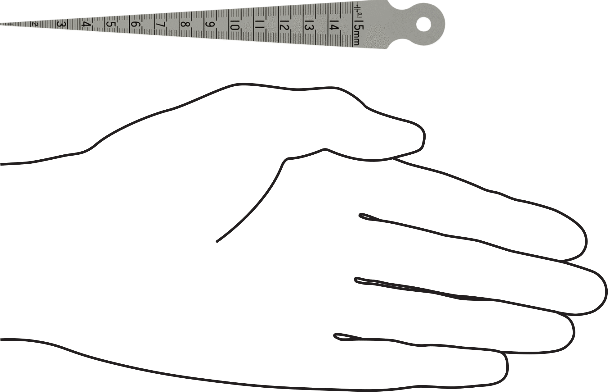 Konik Genişlikli Kalınlık Ölçer, Paslanmaz Çelik, 1/16“ ila 5/8” ve 1 mm ila 15 mm Genişlik. Ölçüm Aralıkları