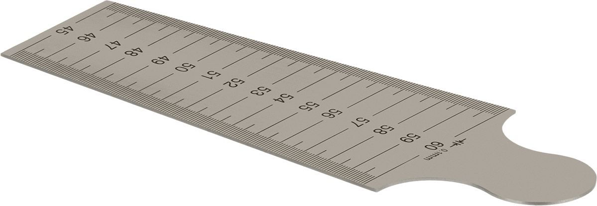 Konik Genişlikli Kalınlık Ölçer, Paslanmaz Çelik, 45 mm ila 60 mm Genişlik Ölçüm Aralığı