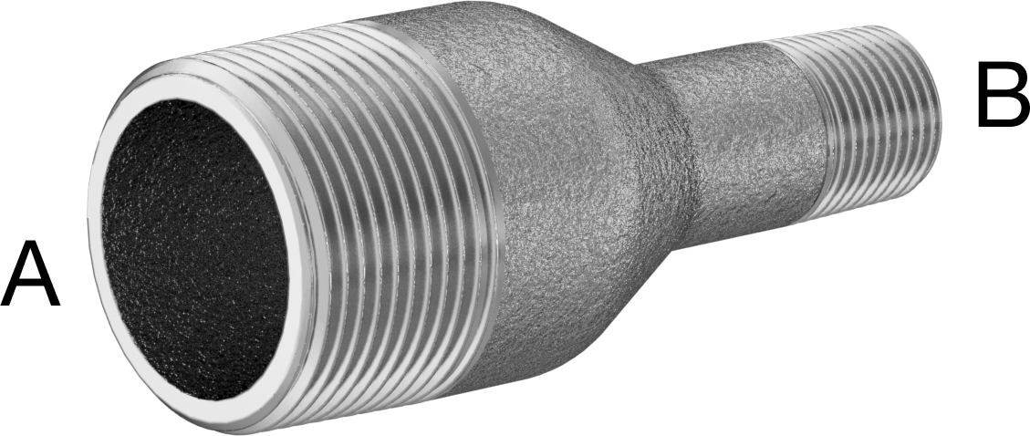 Kalın Cidarlı Boru Nipeli Redüktörü, Galvanizli Çelik, Her İki Ucu Dişli, 1-1/4 x 1/2 NPT