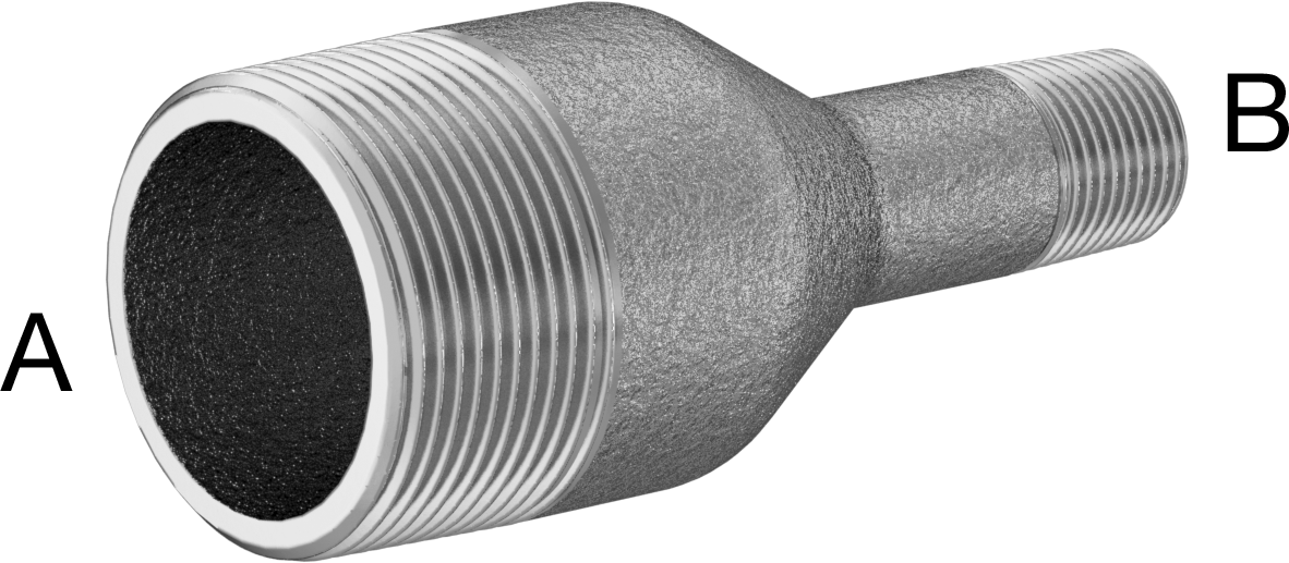 Kalın Cidarlı Boru Nipeli Redüktörü, Galvanizli Çelik, Her İki Ucu Dişli, 1-1/2 x 1/2 NPT