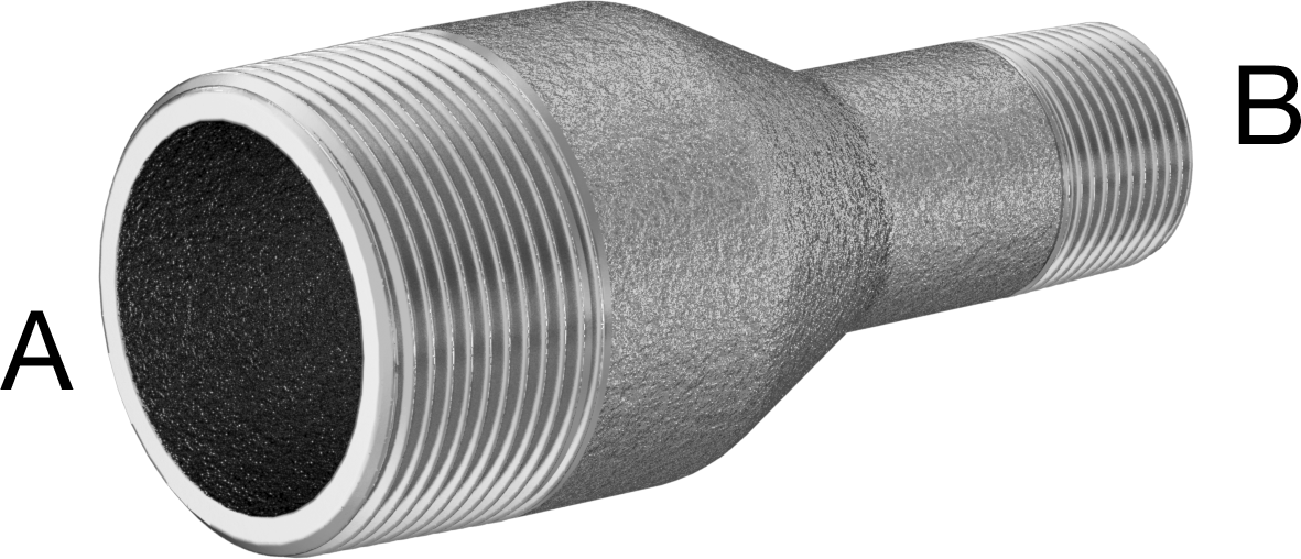 Kalın Cidarlı Boru Nipeli Redüktörü, Galvanizli Çelik, Her İki Ucu Dişli, 1-1/2 x 3/4 NPT