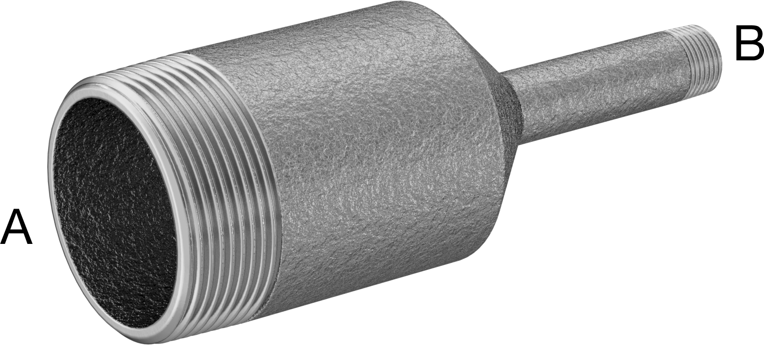 Kalın Cidarlı Boru Nipeli Redüktörü, Galvanizli Demir, Her İki Ucu Dişli, 3 x 1/2 NPT