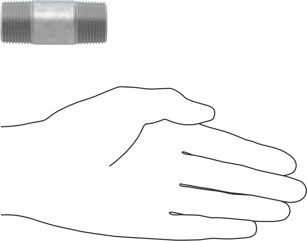 Standart Cidarlı Galvanizli Çelik Boru Nipeli, Farklı Metalleri Birleştirme için, 3/4 NPT, 2-1/2" Uzunluk