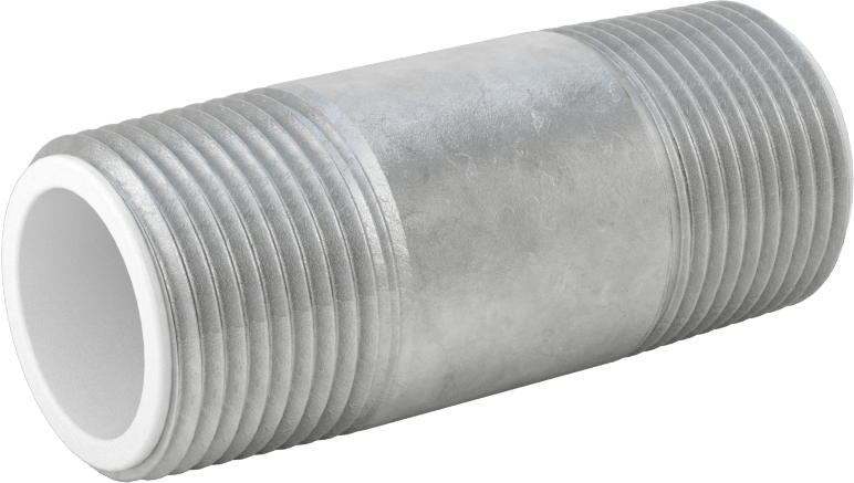 Standart Cidarlı Galvanizli Çelik Boru Nipeli, Farklı Metalleri Birleştirme için, 3/4 NPT, 2-1/2" Uzunluk