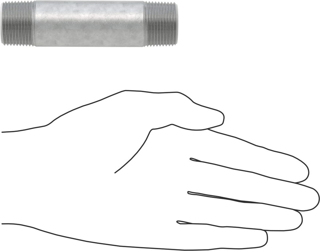Standart Cidarlı Galvanizli Çelik Boru Nipeli, Farklı Metalleri Birleştirme için, 3/4 NPT, 4" Uzunluk
