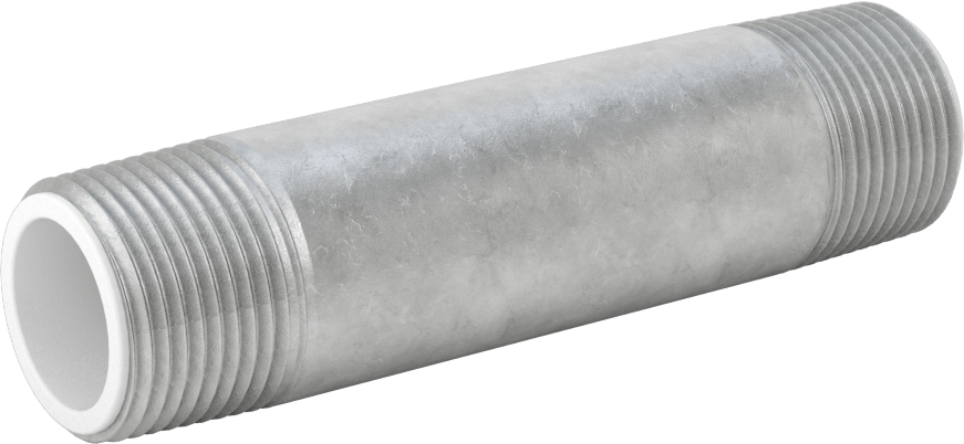 Standart Cidarlı Galvanizli Çelik Boru Nipeli, Farklı Metalleri Birleştirme için, 3/4 NPT, 4" Uzunluk