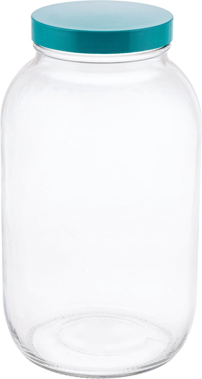 Şeffaf Cam Kavanoz, PTFE Plastik Conta ile, 64 FL oz/1900 ml Kapasite