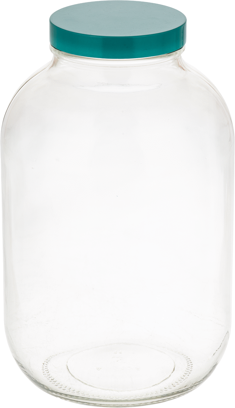 Şeffaf Cam Kavanoz, PTFE Plastik Conta ile, 1 Galon/3775 ml Kapasite