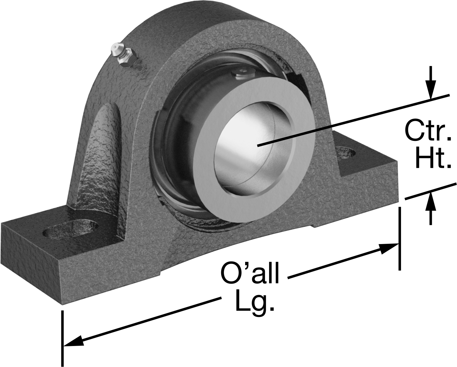Dökme Demir Muhafazalı Montajlı Çelik Bilyalı Rulman, Eksantrik Kilit, 40 mm Mil Çapı için, 58,9 mm Toplam Genişlik