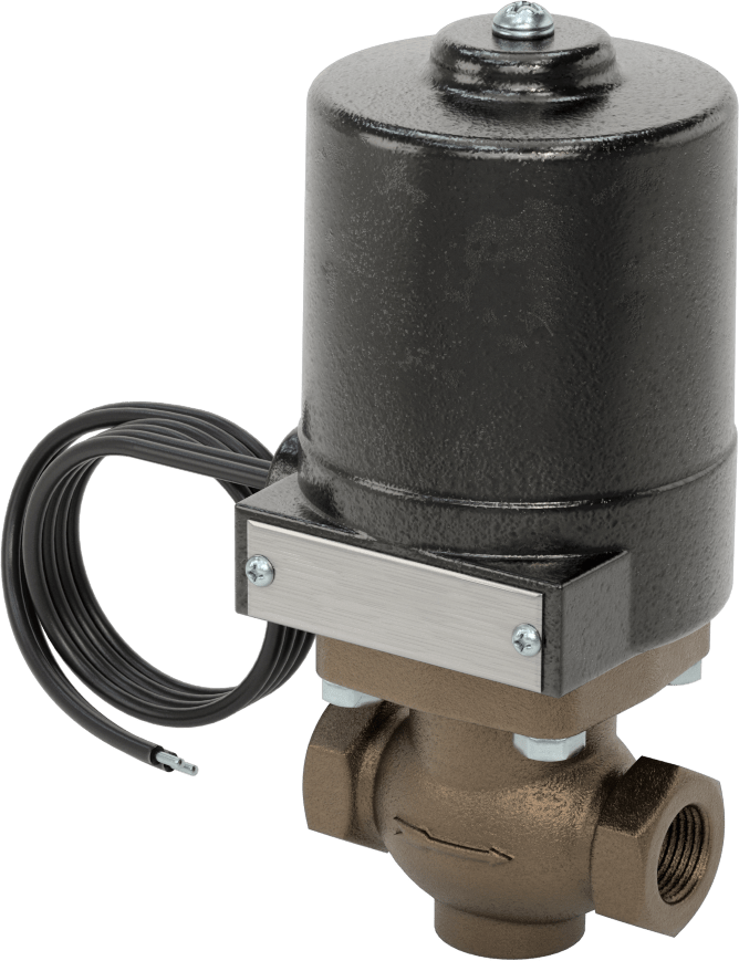 Buhar için Bronz Gövdeli Solenoid Açma/Kapama Vanası, Cam Dolgulu PTFE Conta, 1/2 NPT Dişi, 180 Maksimum PSI