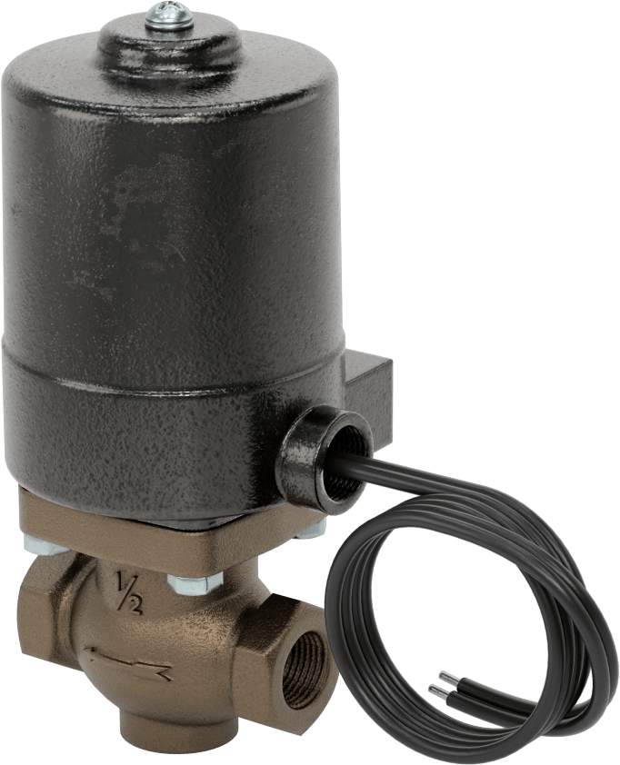 Buhar için Bronz Gövdeli Solenoid Açma/Kapama Vanası, Cam Dolgulu PTFE Conta, 1/2 NPT Dişi, 180 Maksimum PSI