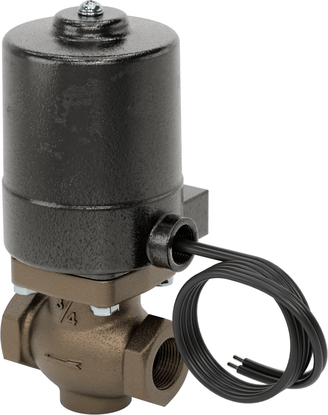 Buhar için Bronz Gövdeli Solenoid Açma/Kapama Vanası, Cam Dolgulu PTFE Conta, 3/4 NPT Dişi, 180 Maksimum PSI