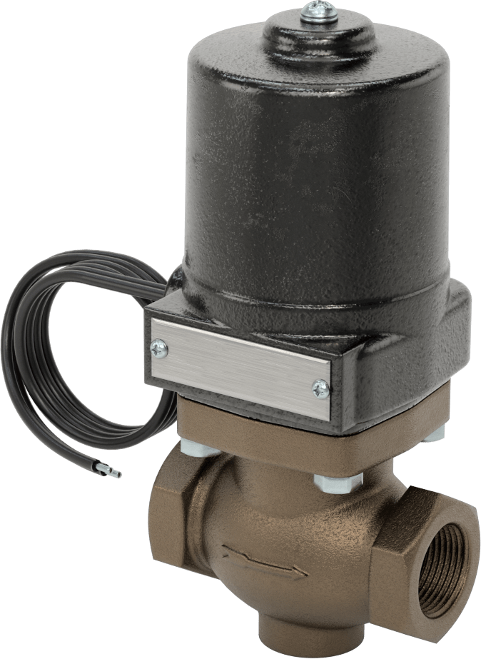 Buhar için Bronz Gövdeli Solenoid Açma/Kapama Vanası, Cam Dolgulu PTFE Conta, 1 NPT Dişi, 180 Maksimum PSI