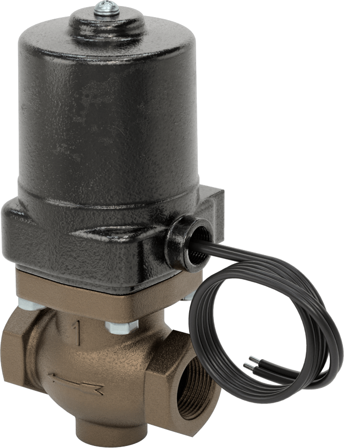 Buhar için Bronz Gövdeli Solenoid Açma/Kapama Vanası, Cam Dolgulu PTFE Conta, 1 NPT Dişi, 180 Maksimum PSI
