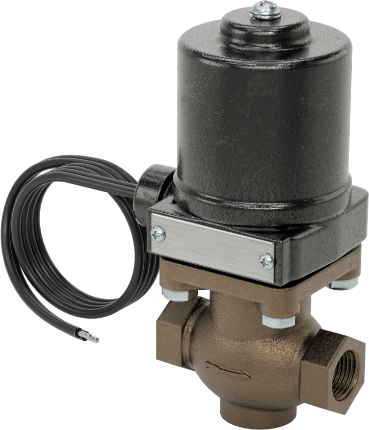 Buhar için Bronz Gövdeli Solenoid Açma/Kapama Vanası, Cam Dolgulu PTFE Conta, 1/2 NPT Dişi, 140 Maksimum PSI