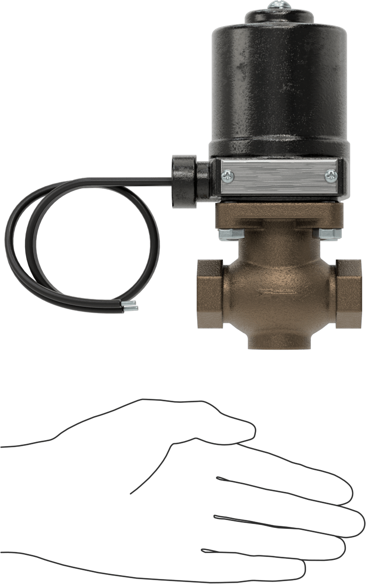 Buhar için Bronz Gövdeli Solenoid Açma/Kapama Vanası, Cam Dolgulu PTFE Conta, 1/2 NPT Dişi, 140 Maksimum PSI
