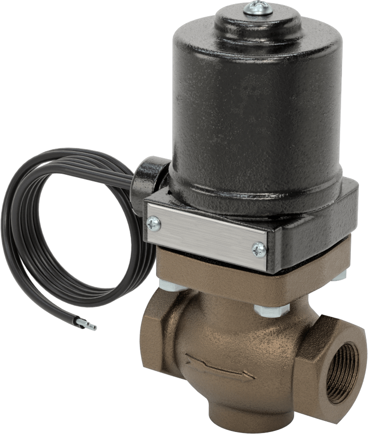 Buhar için Bronz Gövdeli Solenoid Açma/Kapama Vanası, Cam Dolgulu PTFE Conta, 3/4 NPT Dişi, 50 Maksimum PSI