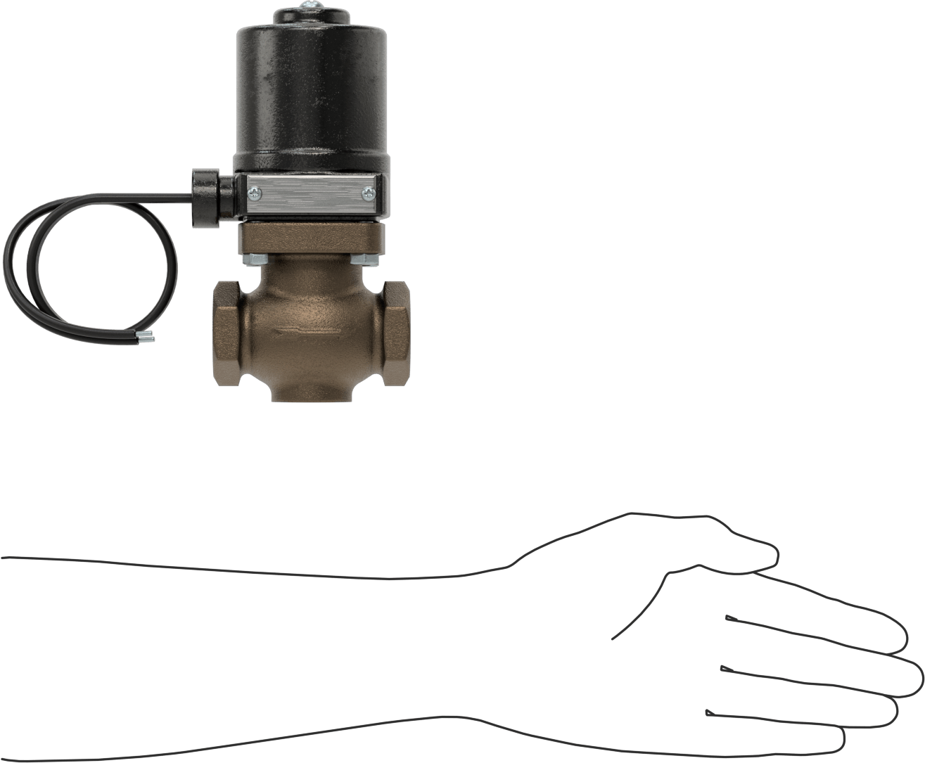 Buhar için Bronz Gövdeli Solenoid Açma/Kapama Vanası, Cam Dolgulu PTFE Conta, 3/4 NPT Dişi, 50 Maksimum PSI