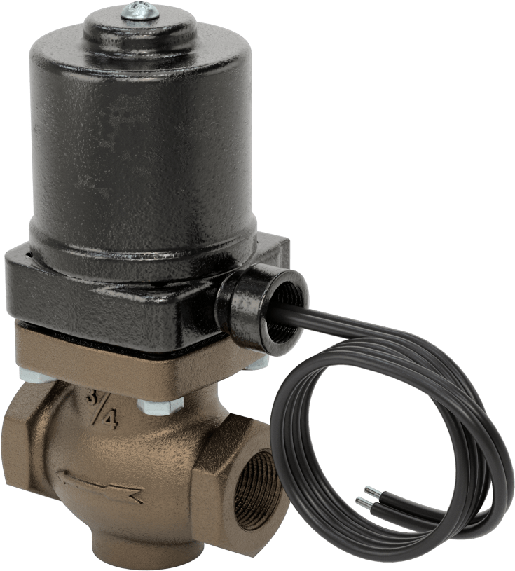 Buhar için Bronz Gövdeli Solenoid Açma/Kapama Vanası, Cam Dolgulu PTFE Conta, 3/4 NPT Dişi, 50 Maksimum PSI