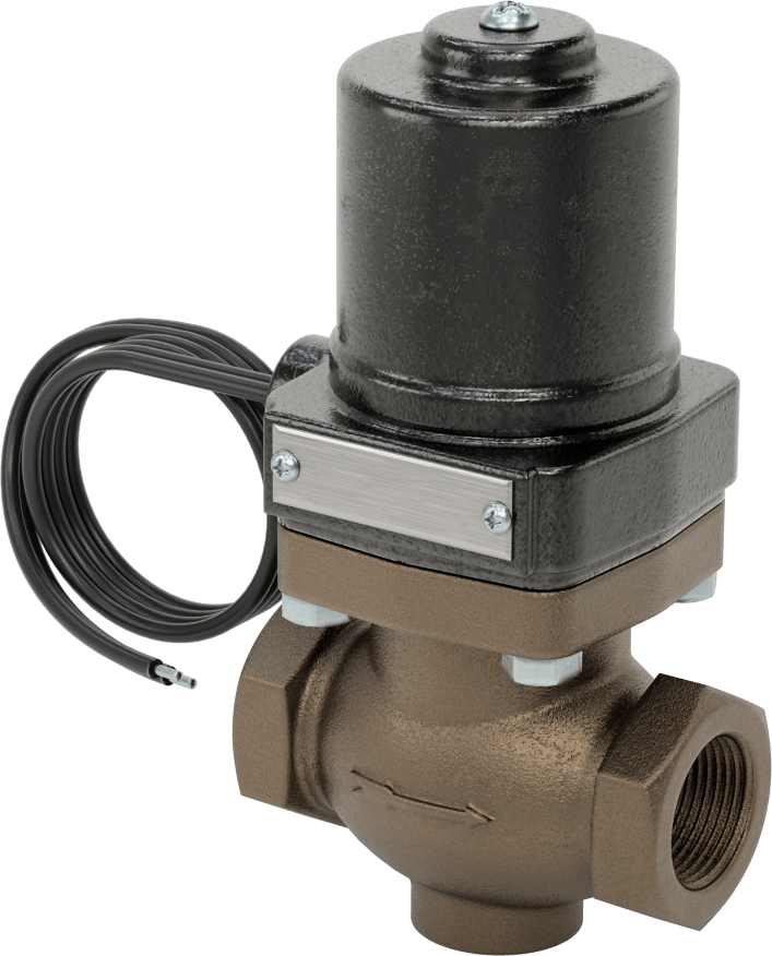 Buhar için Bronz Gövdeli Solenoid Açma/Kapama Vanası, Cam Dolgulu PTFE Conta, 1 NPT Dişi, 50 Maksimum PSI