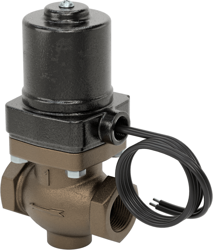 Buhar için Bronz Gövdeli Solenoid Açma/Kapama Vanası, Cam Dolgulu PTFE Conta, 1 NPT Dişi, 90 Maksimum PSI