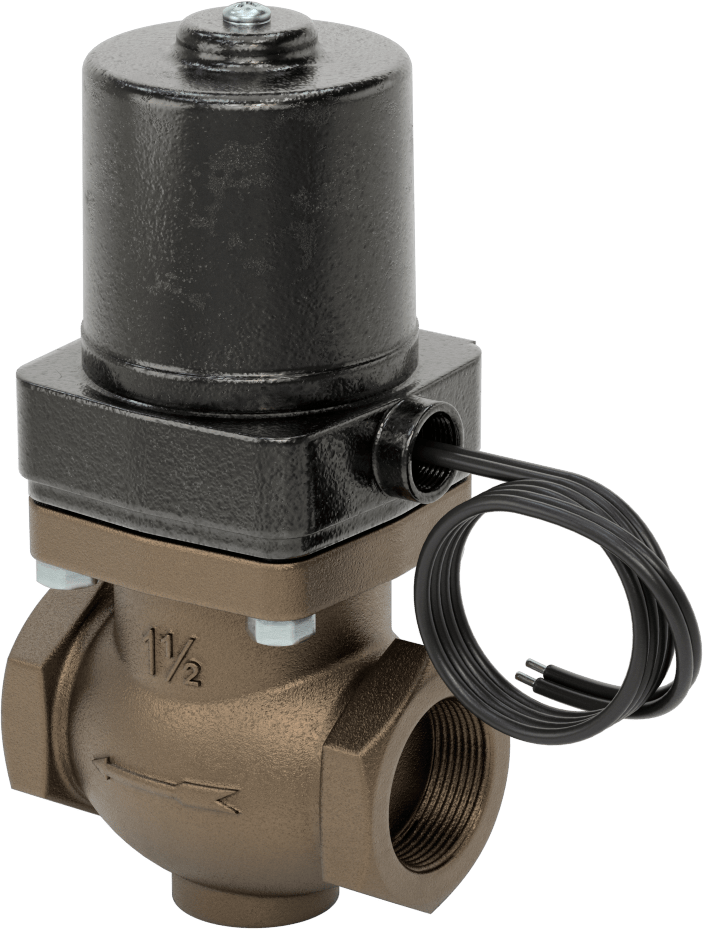 Buhar için Bronz Gövdeli Solenoid Açma/Kapama Vanası, Cam Dolgulu PTFE Conta, 1-1/2 NPT Dişi, 90 Maksimum PSI