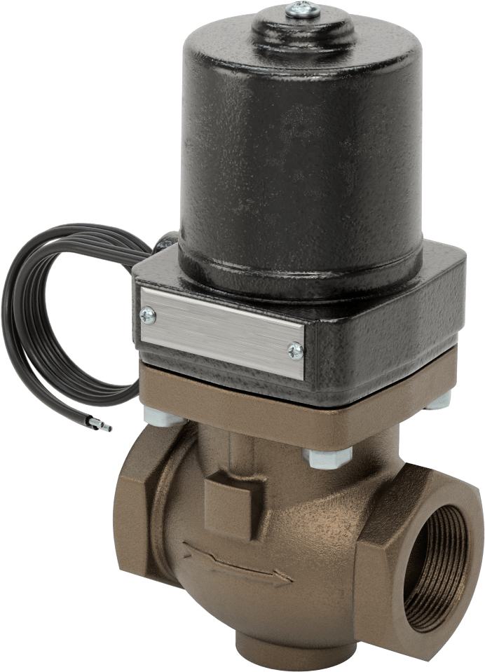 Buhar için Bronz Gövdeli Solenoid Açma/Kapama Vanası, Cam Dolgulu PTFE Conta, 1-1/2 NPT Dişi, 90 Maksimum PSI