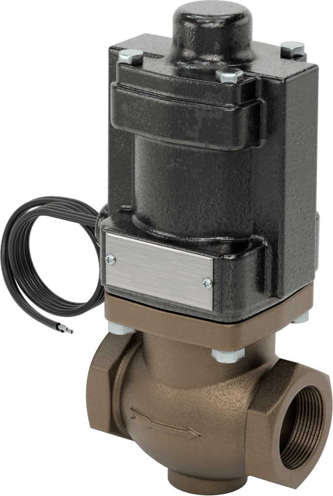 Buhar için Bronz Gövdeli Solenoid Açma/Kapama Vanası, Cam Dolgulu PTFE Conta, 1-1/2 NPT Dişi, 180 Maksimum PSI