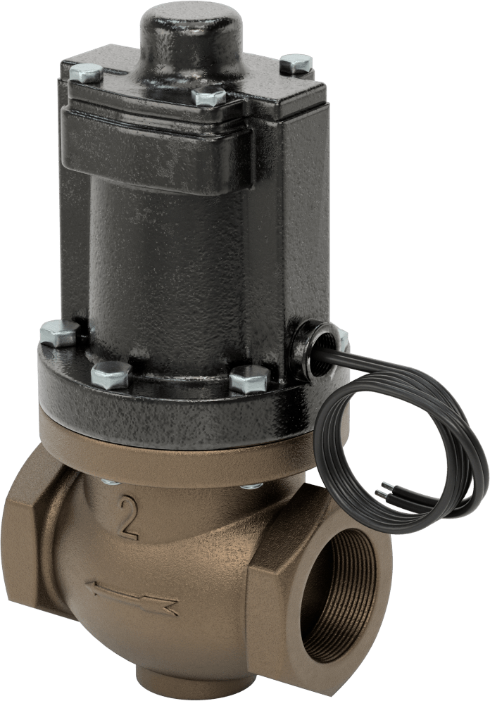 Buhar için Bronz Gövdeli Solenoid Açma/Kapama Vanası, Cam Dolgulu PTFE Conta, 2 NPT Dişi, 115 Maksimum PSI